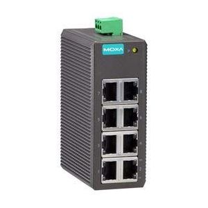 Unmanaged Ethernet switch with 7 10/100BaseT(X) ports, and 1 100BaseFX multi-mode port with ST connector, -40 to 75°C operating temperature