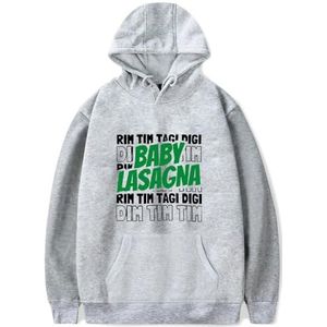 IZGVLELIHN Baby Lasagne Hooded Sweatshirts Rim Tim Tagi Dim Merch Jongens Meisjes Mode Hoodies Mannen Dames Cool Hip Hop Lange Mouw Truien, Grijs, XXL