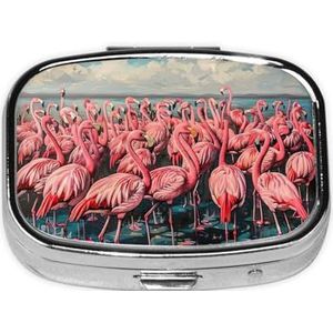 Flamingo Print Pillendoos Draagbare Pil Case Holde Organizer voor Portemonnee Pocket Reizen Geschenken