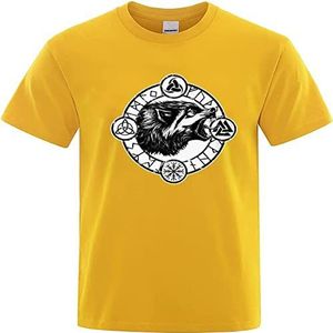 Noorse Mythologie Fenrir Wolf Heren korte mouw, 3D printen casual mode kleurrijke T-shirts, Geweldige oversized top voor vaderdagcadeaus.
