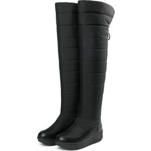 Overknee Snowboots Dames Winterlaarzen Warme Pluche Gevoerde Laarzen Met Lange Schacht Waterdichte Donsstof Hoge Laarzen Vrije Tijd Instaplaarzen Platform Wandelschoenen Trekkingschoenen (Color : Blu