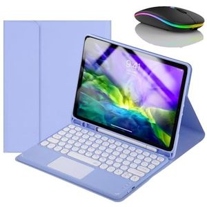 Toetsenbordhoes voor Samsung Galaxy Tab A9 8.7'' 2023, Ingebouwde Potloodhouder, Magnetisch Afneembaar Draadloos Toetsenbord met Bluetooth Muis,Purper