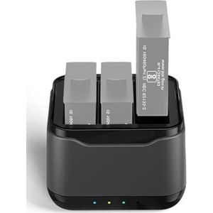 Camnoon Oplaadapparaat, acculader met 3 accukanalen, laadbox met USB-poort en 3 kaartsleuven