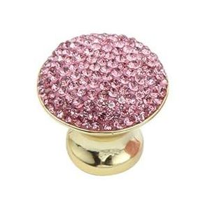 ORAMAI Glanzende kristallen bol enkel gat handvat moderne kast lade kast deurknop kristal handvat diamanten handvat (Color : Pink3)