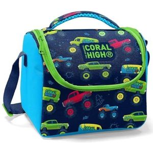 Coral High Thermische lunchtas voor kinderen - Blauw Navy Monster Truck patroon, Veelkleurig