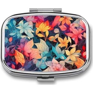 Reizen Pil Organizer Draagbare Pillendoos met 2 Compartiment Kleurrijke Printing Pil Case met Spiegel Kleine Pillenhouder Dagelijkse Pil Container Decoratieve Vitamine Organizer