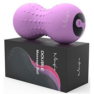 Maxgia Elektrische pinda Lacrosse bal, Vibrerende oefenbal, verwarming massage bal voor spierpijn, nek rug massager met warmte, triggerpunt diepe weefsel massager, yoga massage roller (Purper)