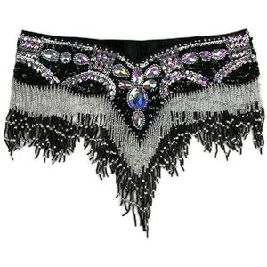 Vrouwen Paillettenrokje Buikdansrokje, Vrouwen Pailletten Buikdans Kostuum Sexy Heup Sjaal Wikkel Buikdans Riem met Kwastje Kralen Taille Ketting(Orange_90)