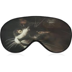 Kat met witte ogen slaapmasker, zacht en comfortabel nachtslaapmasker, gezichtsknuffelend, gewatteerde oogbedekking met verstelbare band voor diepe rust, reizen, ploegendienst