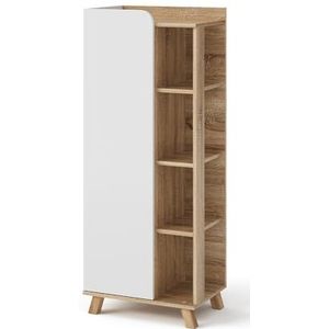 Vicco Halfhoge kast ""Karen"", Sonoma/Wit, 50 x 128 cm met deur en open vakken