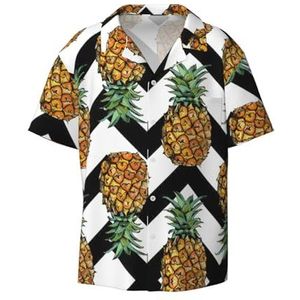 YJxoZH Zomer Ananas Print Heren Jurk Shirts Casual Button Down Korte Mouw Zomer Strand Shirt Vakantie Shirts, Zwart, XL