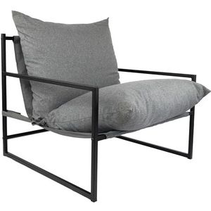 X-Group4th Designer metalen frame extra groot outdoor/indoor loungestoel woonkamer meubels relax zonneligstoel terrassen afneembaar antraciet 80 x 78 x 70 cm