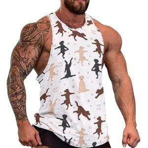 Yoga Labrador Retriever Heren Tank Top Grafische Mouwloze Bodybuilding Tees Casual Strand T-Shirt Grappige Gym Spier