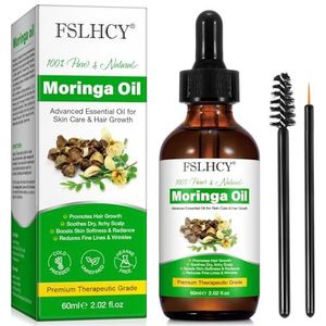 Moringa olie voor gezicht en haar, 60 ml, koudgeperst, moringa olie verzorging voor huid, haar, littekens, anti-aging, haargroei