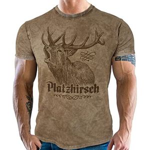 LOBO NEGRO Klederdracht T-shirt voor Bayern fans in used vintage retro look - in de brunft - voorgewassen, bestel een maat groter, Platzhersch, M