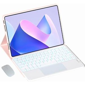 Toetsenbordhoes voor Honor Tablet X8 Pro 11.5-inch, 7-Kleuren Achtergrondverlichting, Magnetisch Afneembaar Draadloos Toetsenbord,Pink 1
