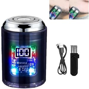 Portable Powerful Visual Digital Display Electric Shaver, Mini Portable Electric Shaver, Mini Electric Shaver, Transparent Waterproof Shaver With Led Light for Men (Dual-Ring Blade Net - Black)