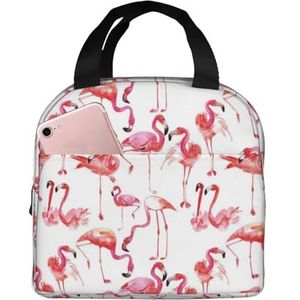 SUUNNY Flamingos Print Geïsoleerde Lunch Bag Tote Bag, Warmte Lunch Box Koeler Thermische Tas voor Werk