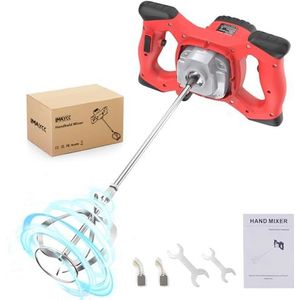 IMAYCC Mortelmixer 2100 W, 270-930 omw/min, 6 versnellingen, betonmixer 220 V, M14 spiraalstaaf, roerder voor mortel, Ø 120 mm, handmixer voor voer, gips, kleur cementmengmachine