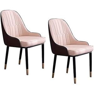 GEIRONV Keuken Dineren Stoelen Set van 2, Lederen Woonkamer Slaapkamer Leisure Chairs Home Desk Hotel Rugleuning Stoelen 43 × 47 × 87cm Eetstoelen (Color : Skin color)