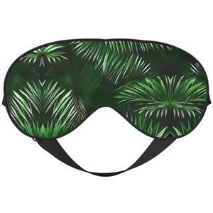 Groene bladeren van palmbomen tropische planten print zacht oogmasker voor vrouwen mannen comfortabel met verstelbare riem voor reizen yoga dutje ploegendienst