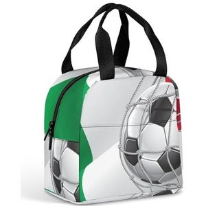 Voetbal Doel En Italië Vlag Lunch Box Voor Vrouwen Mannen Geïsoleerde Lunch Tas Herbruikbare Lunch Tote Bag Lunch Container