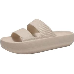 UBOHUZ Zomerpantoffels voor dames, thuis, doucheschoenen, lichtgewicht, strandsandalen, zomerpantoffels voor vrouwen, voor badkamer, zwembad, Kaki, 40 EU