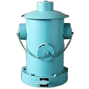 Prullenbak Afvalbak Vuilnisbak Industriële Wind IJzer Vuilnisbak Art Prullenbak Brandkraan Pedaal Prullenbak Gesmeed Met Deksel Afvalemmer Keuken (Color : Blue, Size : 38 * 36 * 60cm)