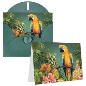 VTCTOASY Zomer Papegaai Ananas Vogel Print Verjaardagskaart Blanco Wenskaarten Met Enveloppen Dank U Kaart Grappige Kerstkaarten Voor Alle Gelegenheden Verjaardag Bruiloft