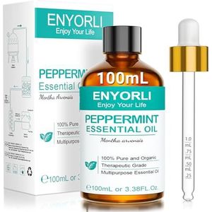 ENYORLI Huile Essentielle de Menthe Poivrée 100 ml — Soin Visage, Corps & Cheveux | Diffuseur, Massage, Bougie DIY, Aromathérapie Maison