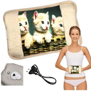 Powersell - Elektrische Warmwaterkruik | Zacht Pluche | Verlicht Spanning | Langdurige Warmte Tot 5 Uur | Hand- en Voetwarmer | Oplaadbaar | Max. Temp. 75°C, Pluche Dier