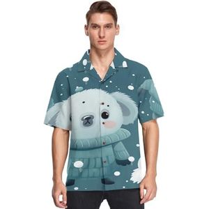 KAAVIYO Leuke Sneeuw Abstracte Beren Shirts voor Mannen Korte Mouw Button Down Hawaiiaanse Shirt voor Zomer Strand, Patroon, XL