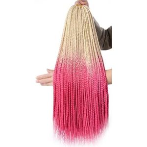 Lange rechte 3x boxvlechten haarextensies synthetisch haar ombre kleurrijk dun boxvlechten haar for vrouwen(2-6)