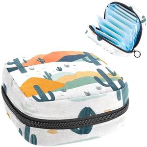 Opbergtas voor maandverband, wilde westen, cactus, boho, naadloos patroon, draagbaar, menstruatiematas, inlegkruisjes, tampons, maandverband, opberghouder voor vrouwen, school, kantoor