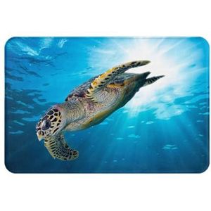 Badmat 40 x 60 cm, karetschildpad zeeschildpad oceaan antislip douchematten voor badkamervloer, super absorberende sneldrogende badkamermat, zacht, schimmelwerend badtapijt, machinewasbaar