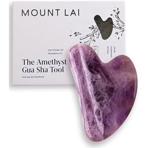 Mount Lai Amethist Gua Sha Facial Tool - De steen van innerlijke helderheid - 100% echte amethist steen gezicht sculpting tool voor lymfedrainage, wallen verminderen en zelfverzekerde uitstraling