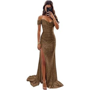 yk8fass Strapless Jurk met één schouder hc-3976, DONKERBRUIN, XL