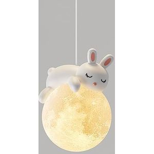 Cartoon Maan Hanglamp Kinderkamer Hanglamp Konijn/Beer Hangende Plafondlampen, Creatieve Kinderen Slaapkamer Nachtkastje Verlichtingsarmaturen Leuke Hanglampen G9 Kroonluchter…