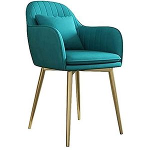 GEIRONV Keuken eetkamerstoelen, fluwelen zitting en rugleuning Slaapkamer stoel woonkamer lounge stoel met metalen poten 1 stuks Eetstoelen (Color : Light blue)