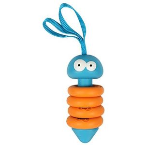 COOCKOO, Larry Orange Hondenspeelgoed in rupsvorm, 4 ringen van natuurlijk rubber, duurzaam, antennes van nylon, voor urenlang kauwplezier en spelen