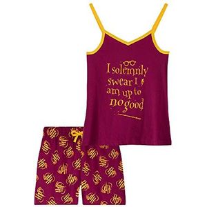 Harry Potter Pyjama voor Meisje, Leuke Pyjamas met Spaghetti Top en Korte Broek, Pijama Set voor Tieners, Nachtkleding Meisje van Katoen, Cadeau voor Meisjes (Bordeaux, 13-14 Jaar)