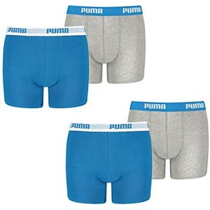 PUMA Set van 4 boxershorts voor jongens en kinderen, blauw/grijs, 134/140 cm