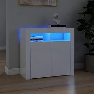 CBLDF Dressoir met LED Verlichting Hoogglans Wit 80x35x75 cm