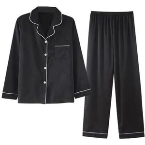 SDFGH Pyjama's Dames Lente en Zomer Lange mouwen Lange broek Pak Dun gedeelte Dames Homewear Groots formaat (Color : Argento, Size : XXL)