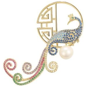 Luxe Chinese stijl Phoenix broche kleurrijke pauw corsage Agaat parel pin accessoires vrouwen