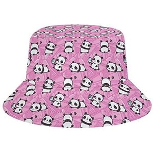 Leuke Panda's Patroon Emmer Hoed Opvouwbare Strand Leuke Zomer Zonnehoed Visser Hoeden Outdoor Cap