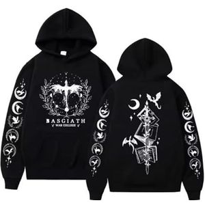 TJYES Basgiath War College Fourth Wing Sweatshirt Fantasy-stijl Dragon Ride Hoodie Unisex, Zwart H, S