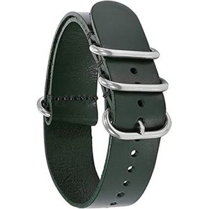 LUGEMA 14mm 16mm 18mm 20mm 22mm 24mm Lederen Horlogebandje Mannen Vrouwen Zilver Zwart Ring Gesp Pols Armband Band Accessoires: (Color : Green S, Size : 24mm)