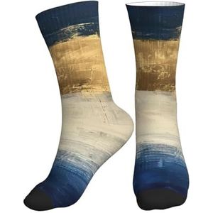 PPHGUT Goud Blauw Wit Print Volwassenen Mid Tube Sokken Ademend Sport Running Gym Training Jogging Activiteiten, 1 zwart, One size