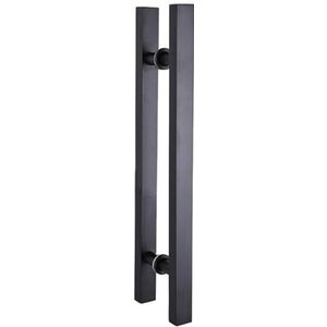 ZDXHIJNW Zwarte roestvrijstalen verf vierkante buis geschikt voor glazen deur/ingelijste deur/schuifdeur/houten deur/duw-trekdeur (maat: 800 x 600 mm)